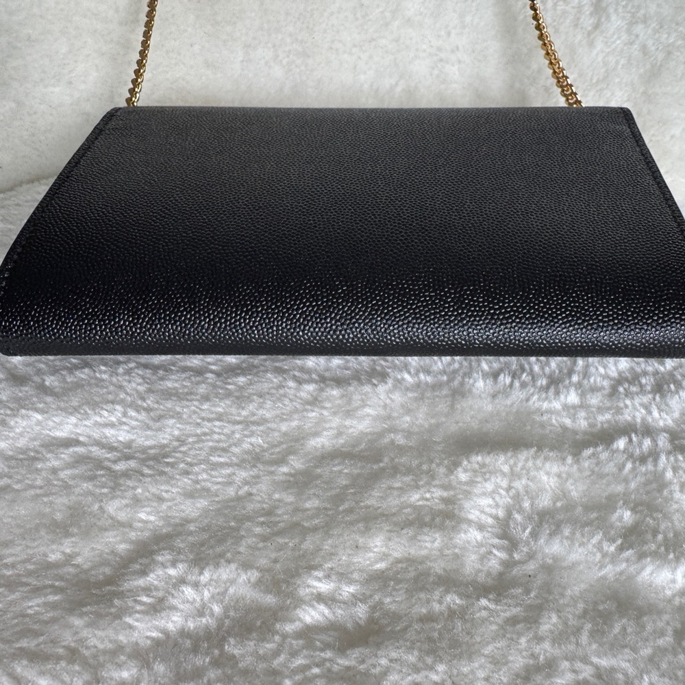SAINT LAURENT Uptown Chain Wallet in Grain De Poudre Embossed Leather - Picture 6 of 14